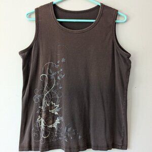 Brown Graphic Tank Top
